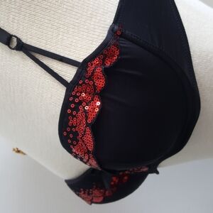 LA SENZA Padded Sequin Heart Balconette Balcony Bra (L)